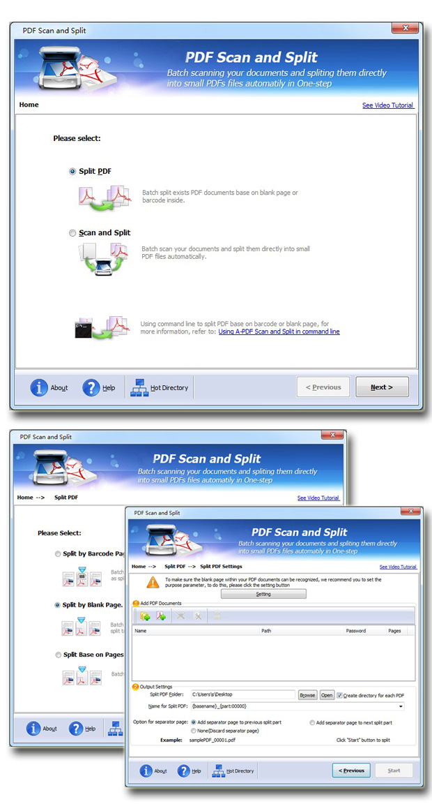 Windows 7 Easy PDF Scan and Split 1.5 full